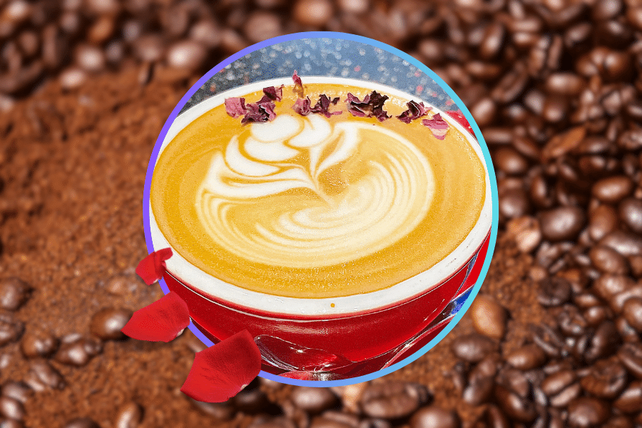 Magic mushroom rose latte