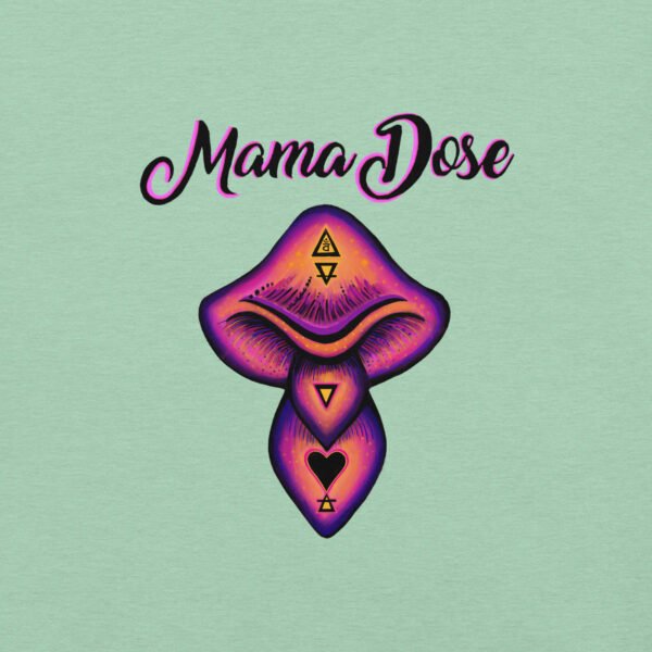 mama dose logo on peach mint green background