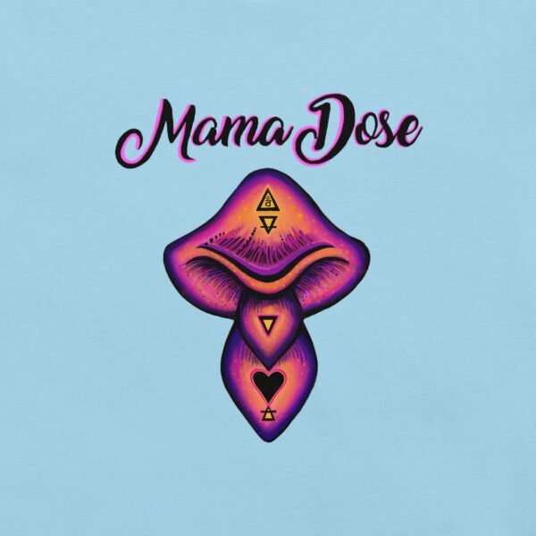 mama dose logo on peach light blue background